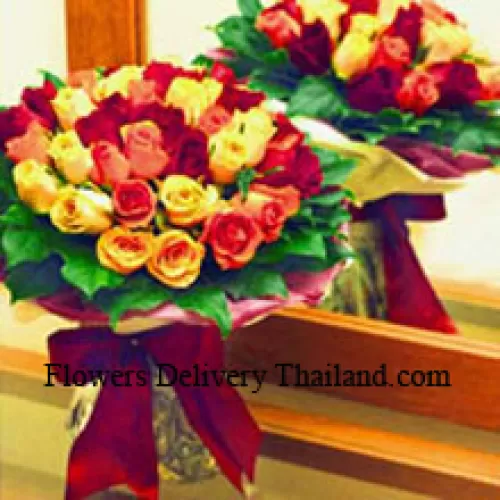 Bouquet de 24 roses de différentes couleurs