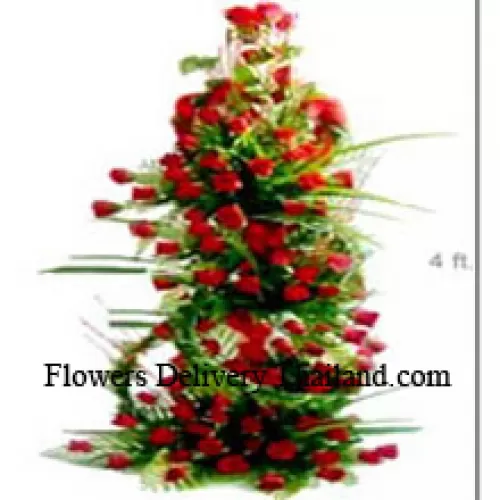 4 Feet Tall Basket Of 250 Red Roses